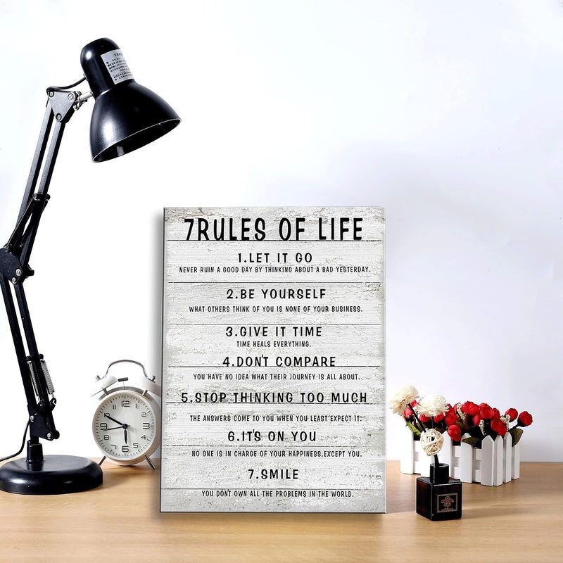 Ploceiny 7 Rules of Life Wall Art Motivational Inspirational Poster Printed on Canvas Wall Decor for Living Room or Office Size11.5 x 15 Inch Framed Canvas Prints For Bedroom or Home Art Decoration Positive - Image 4