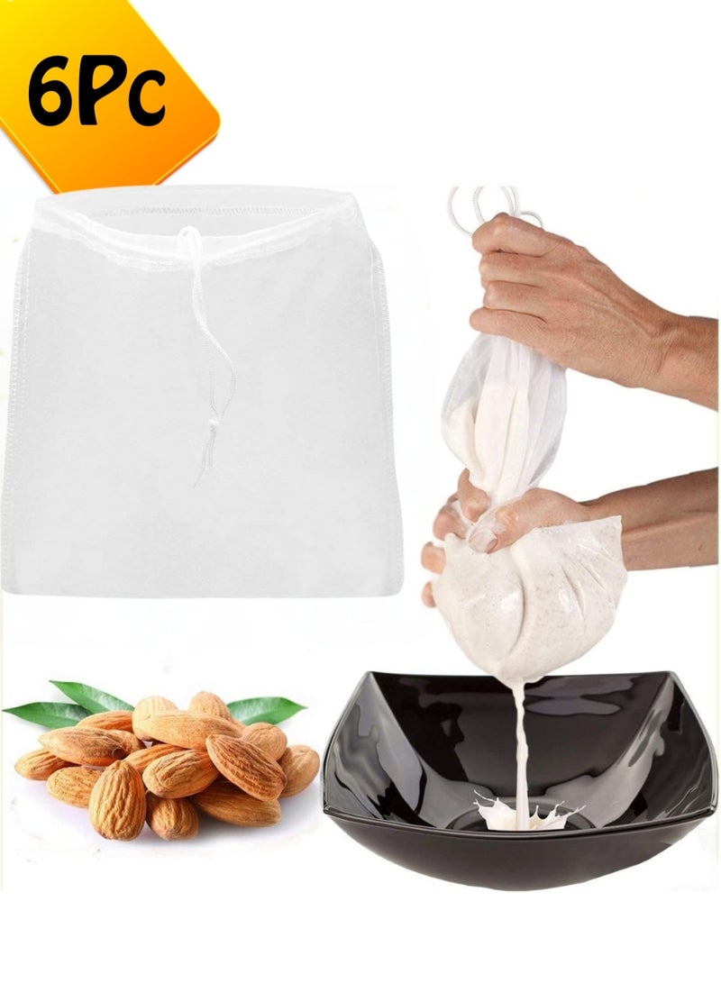 ZedAura 6Pcs Pro Quality Nut Milk Bag - Big 12X12 Commercial Grade - Reusable Almond Milk Bag & All Purpose Food Strainer - Fine Mesh Nylon Cheesecloth & Cold Brew Coffee Filter - Image 1