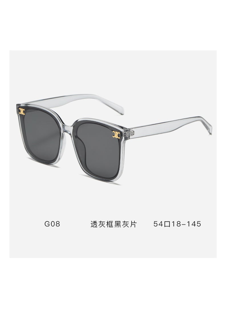 Generic Elegant Milk-White Large Frame Sunglasses for Men and Women gray frame black gray 