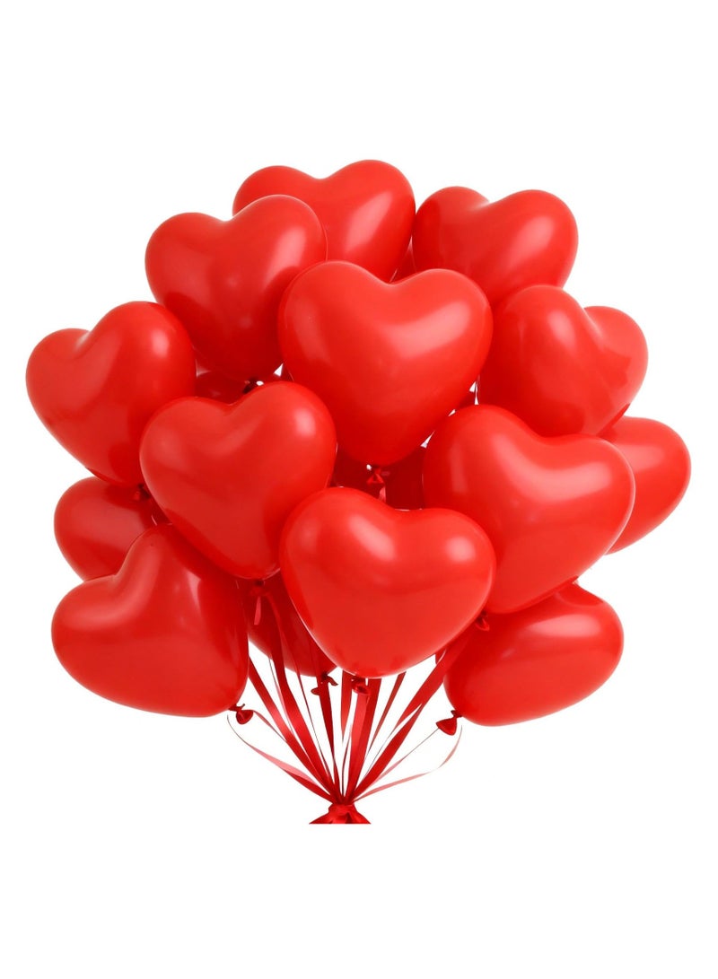 Jolley Red Heart Latex Balloon Red Heart Balloon Decorative Set with Hanging Streamer for Valentine's Day, Proposal, Romantic Wedding Party 50pcs - Image 1
