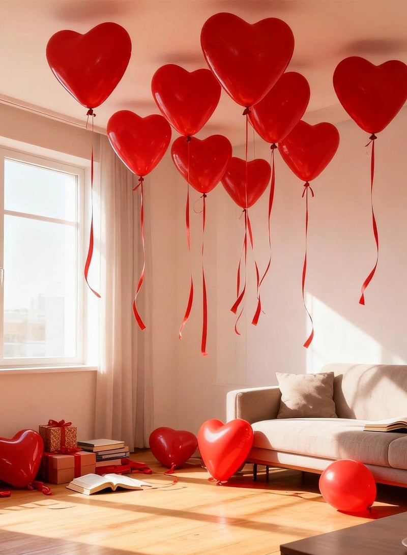 Jolley Red Heart Latex Balloon Red Heart Balloon Decorative Set with Hanging Streamer for Valentine's Day, Proposal, Romantic Wedding Party 50pcs - Image 4