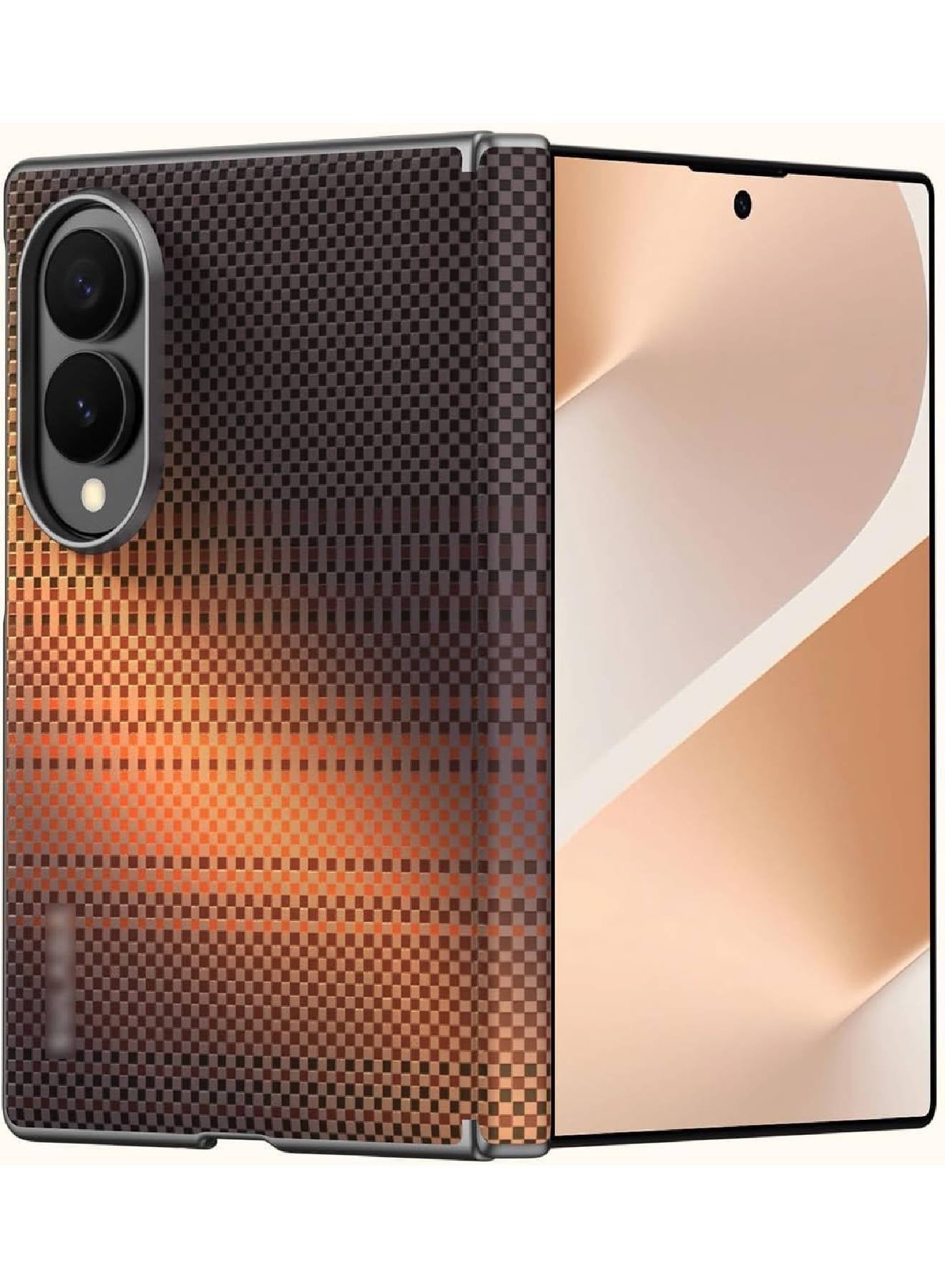 Adando Case for Samsung Galaxy Z Fold 8: Slim Light Magnetic Case Less Touch Feeling for Businessmen- Carbon Fiber Texture Hard PC Cover with Camera Protection Phone Cover Without Front Cover  (Sunset