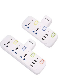 Next Life Multi Plug Extension Socket, 2 Way Electrical Outlet Extender With 3 USB Ports, Wall Charger, Universal Plug Adapter for Home, Office, Kitchen, Individually Switched  - Image 4