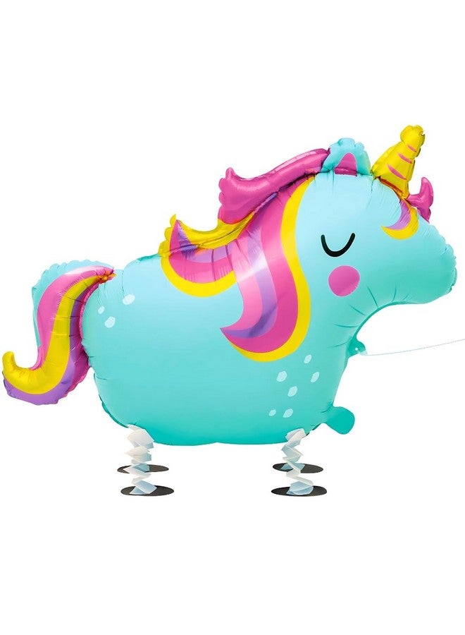 Unique Walking Pet Unicorn Multicolor Foil Balloon - 1 Pc. - Rainbow Delight for Fantasy Parties and Celebrations, Perfect Decoration - Image 1