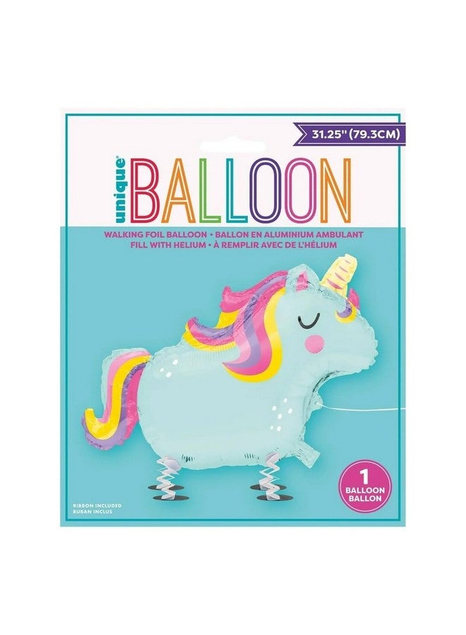 Unique Walking Pet Unicorn Multicolor Foil Balloon - 1 Pc. - Rainbow Delight for Fantasy Parties and Celebrations, Perfect Decoration - Image 4