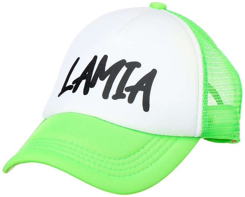 Cotton With Polyester Foldable Sun Protection cap With Lamia Name For Unisex - Green White- Fitted