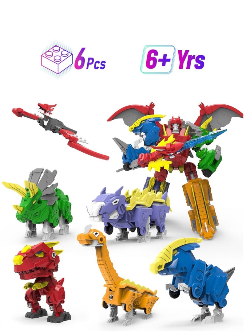 Zikra Dinosaur Combined Robot Toys, 6-in-1 Deformation Robot, Take Apart Robot Figures, Disassembly Toys for Boys & Girls Age 6+, Birthday Gifts, Graduation Gifts, School Gifts - Image 1
