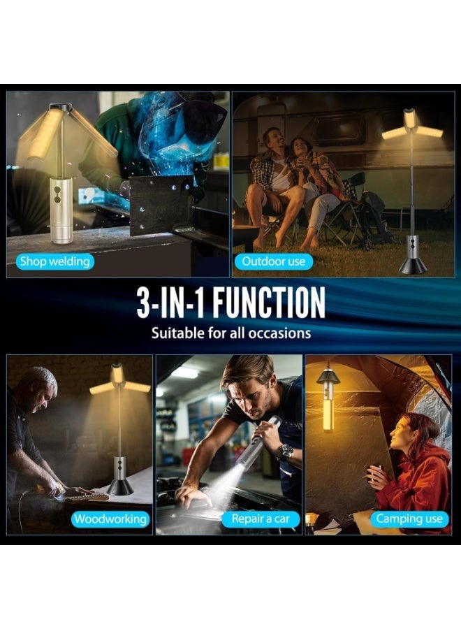 general Foldable Camping Light,3000mAh Rechargeable Telescopic Lantern, Waterproof Tent Light, Rotatable Outdoor Lamp with Detachable Lampshade, Portable Flashlight Use for Travel,Fishing,Working - Image 4