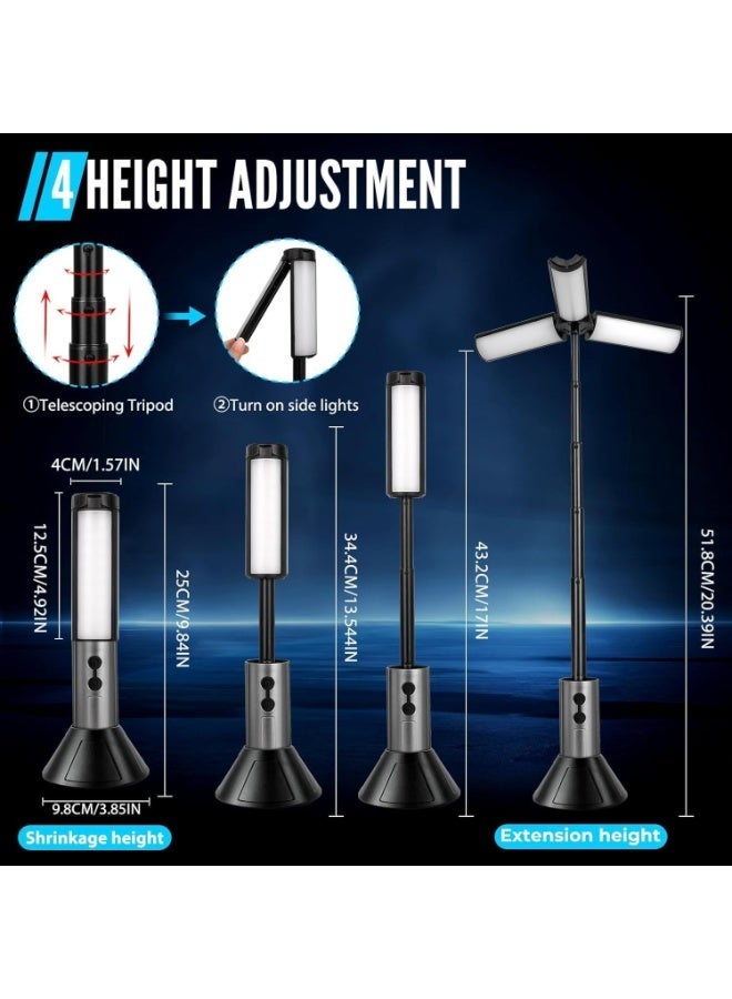 general Foldable Camping Light,3000mAh Rechargeable Telescopic Lantern, Waterproof Tent Light, Rotatable Outdoor Lamp with Detachable Lampshade, Portable Flashlight Use for Travel,Fishing,Working - Image 2