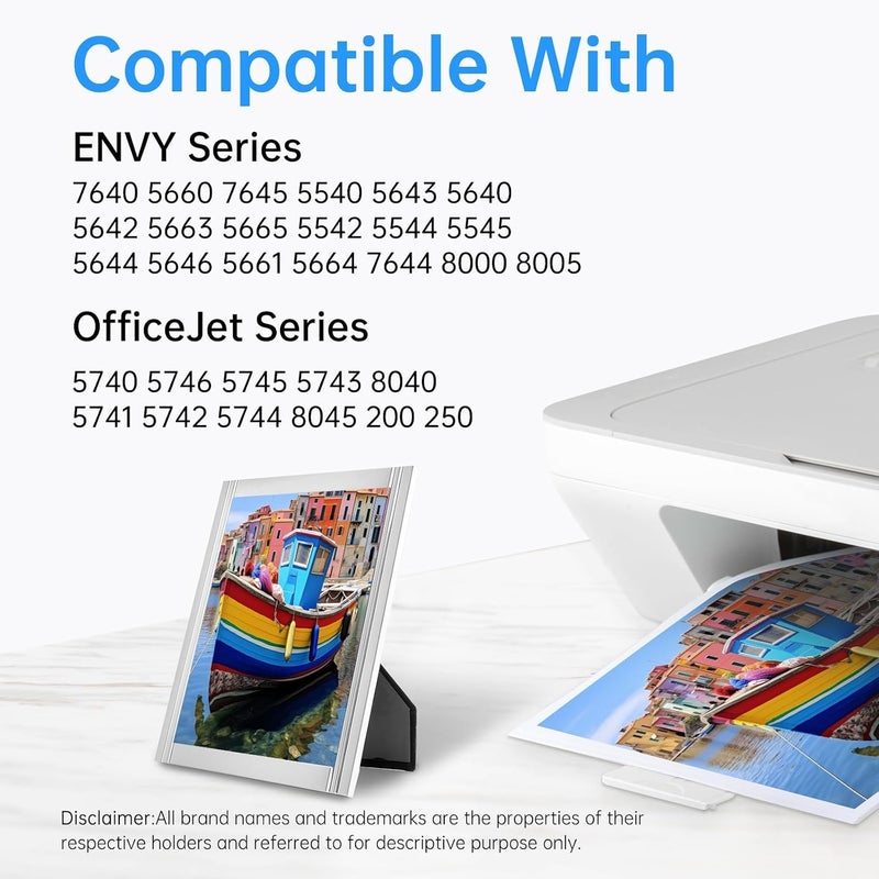 خراطيش حبر 62XL المعاد تصنيعها بديل لخرطوشة حبر HP 62 لطابعات HP 62XL، مجموعة خراطيش مزدوجة متوافقة مع طابعات Envy 7640 و5660 و5540 و7645 و5746 وOfficeJet 250 و200 و5740 والطابعات المحمولة. - Image 2