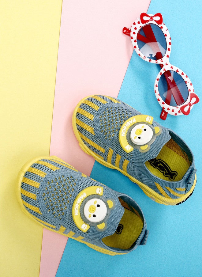 KATS Kids Striped Lightweight Slip-On Sneakers with Embellished Detail - Image 1