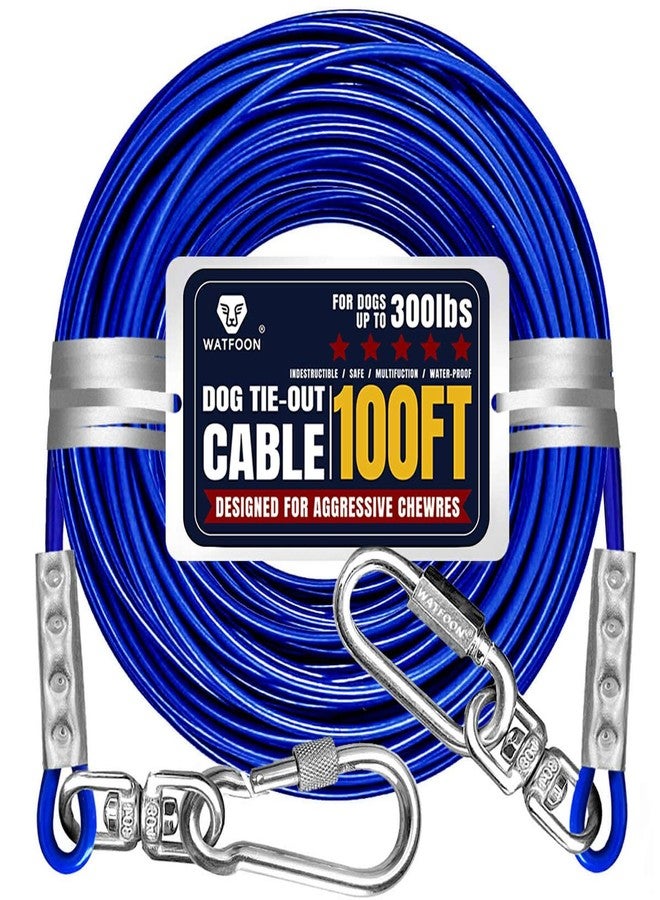 WATFOON Tie Out Cable for Large Dog, 100ft Pet Runner for Yard, 30/40/50ft Run Leash Heavy Duty Swivel Hooks Heavy Duty Lead Steel Wire Dog Chain Leash Cable Perfect for The Yard, Camping, Beach - Image 1