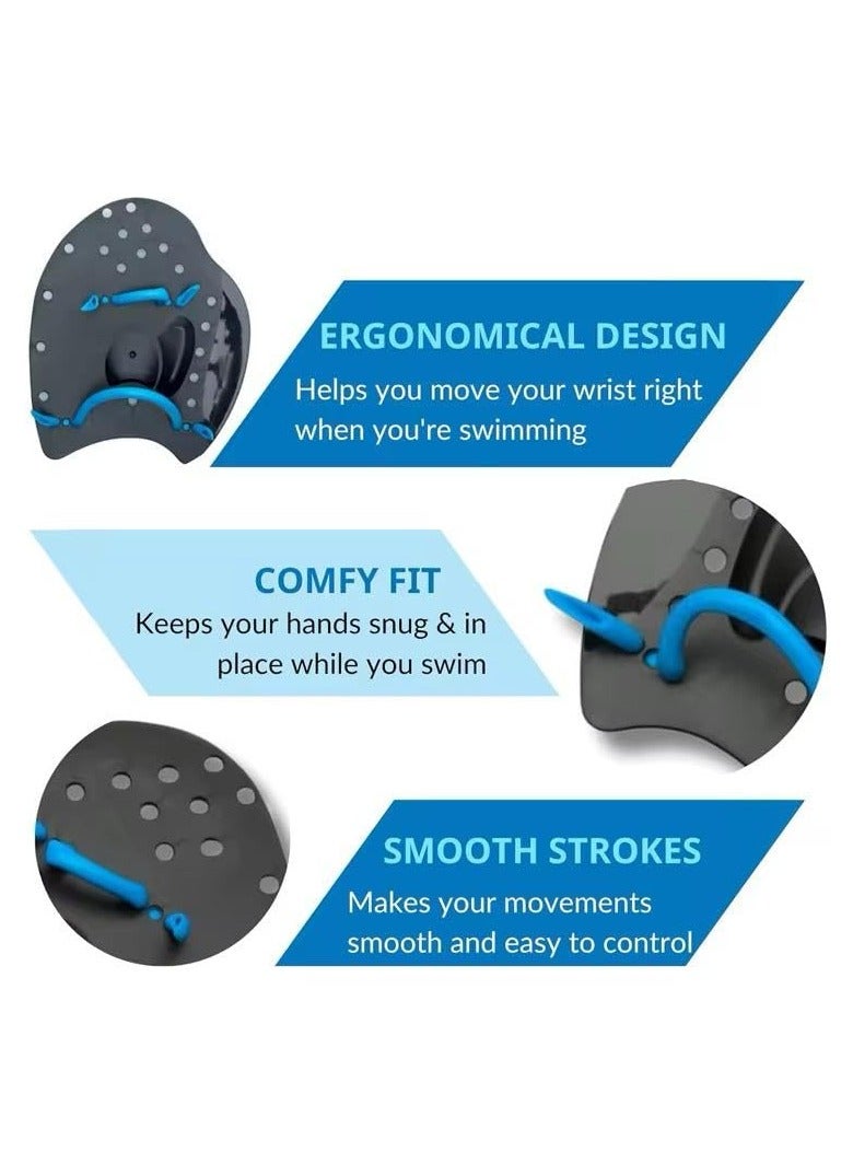 QSHOP Professional Swim Paddles - Increase Strength, Speed and Technique Correction - Swim Training Hand with Adjustable Straps, Swimming Hand Paddles for Women, Men and Kids  - Image 4