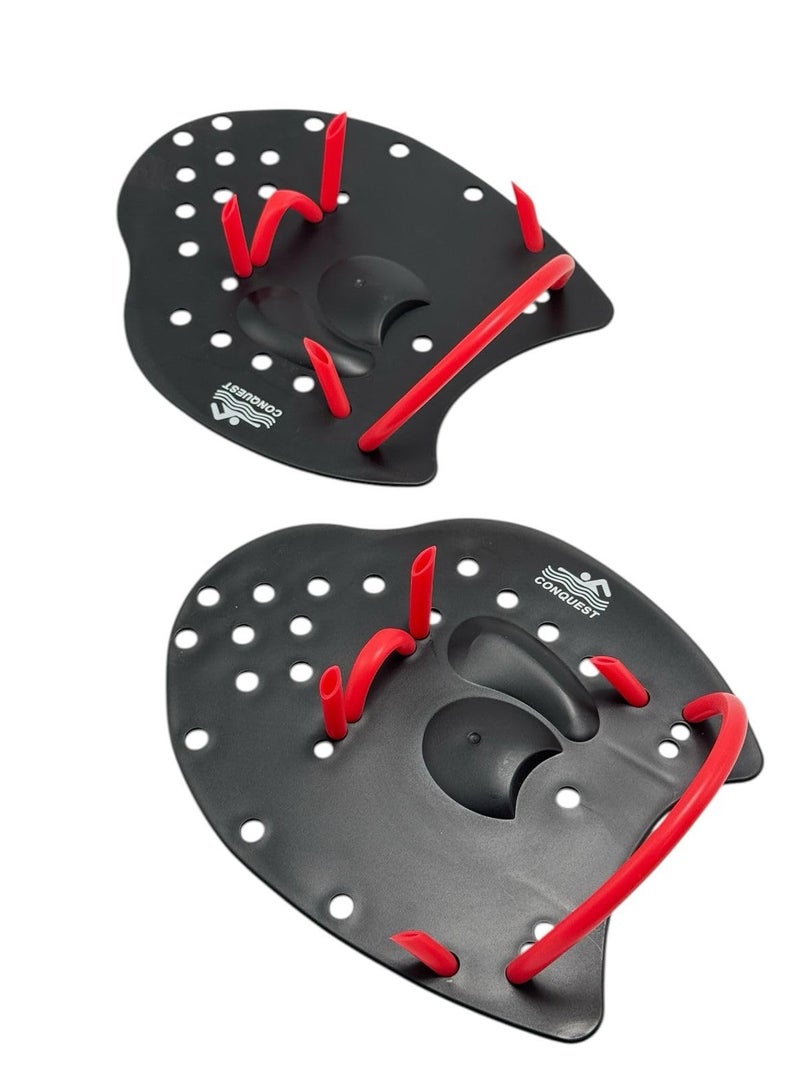 QSHOP Professional Swim Paddles - Increase Strength, Speed and Technique Correction - Swim Training Hand with Adjustable Straps, Swimming Hand Paddles for Women, Men and Kids  - Image 1