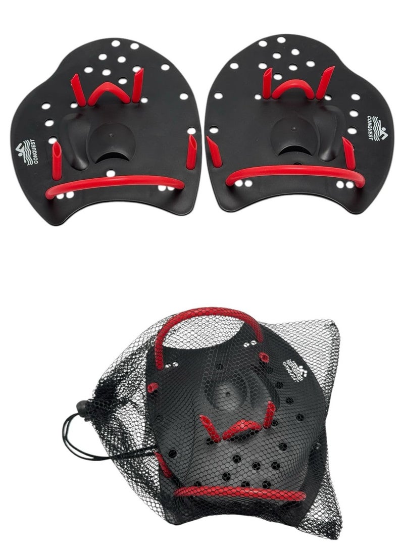 QSHOP Professional Swim Paddles - Increase Strength, Speed and Technique Correction - Swim Training Hand with Adjustable Straps, Swimming Hand Paddles for Women, Men and Kids  - Image 2