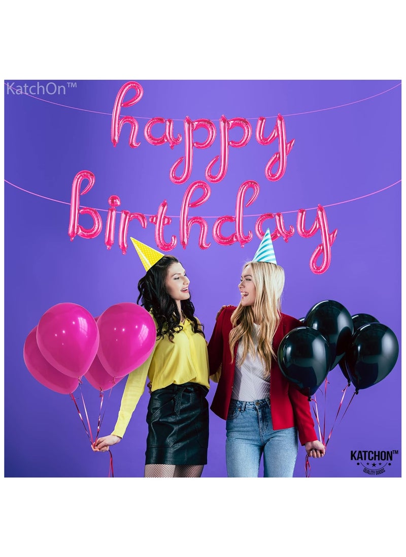 KATCHON - Pink Happy Birthday Balloon Banner Happy Birthday Script Balloon For Birthday Party Decorations - Image 1