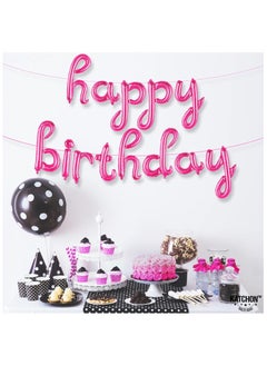 KATCHON Pink Happy Birthday Balloon Banner Happy Birthday Script Balloon For Birthday Party Decorations  - Image 3