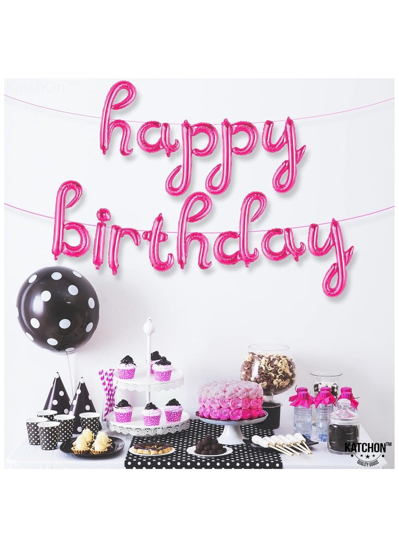 KATCHON - Pink Happy Birthday Balloon Banner Happy Birthday Script Balloon For Birthday Party Decorations - Image 1