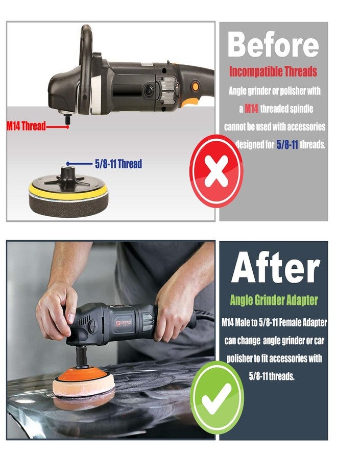 ياكاموز، قطعتان من ملحقات طاحونة الزاوية، محول من أنثى M14 إلى ذكر 5/8"-11، أداة توصيل محول ملمع دوار M14 إلى 5/8"-11 - Image 3