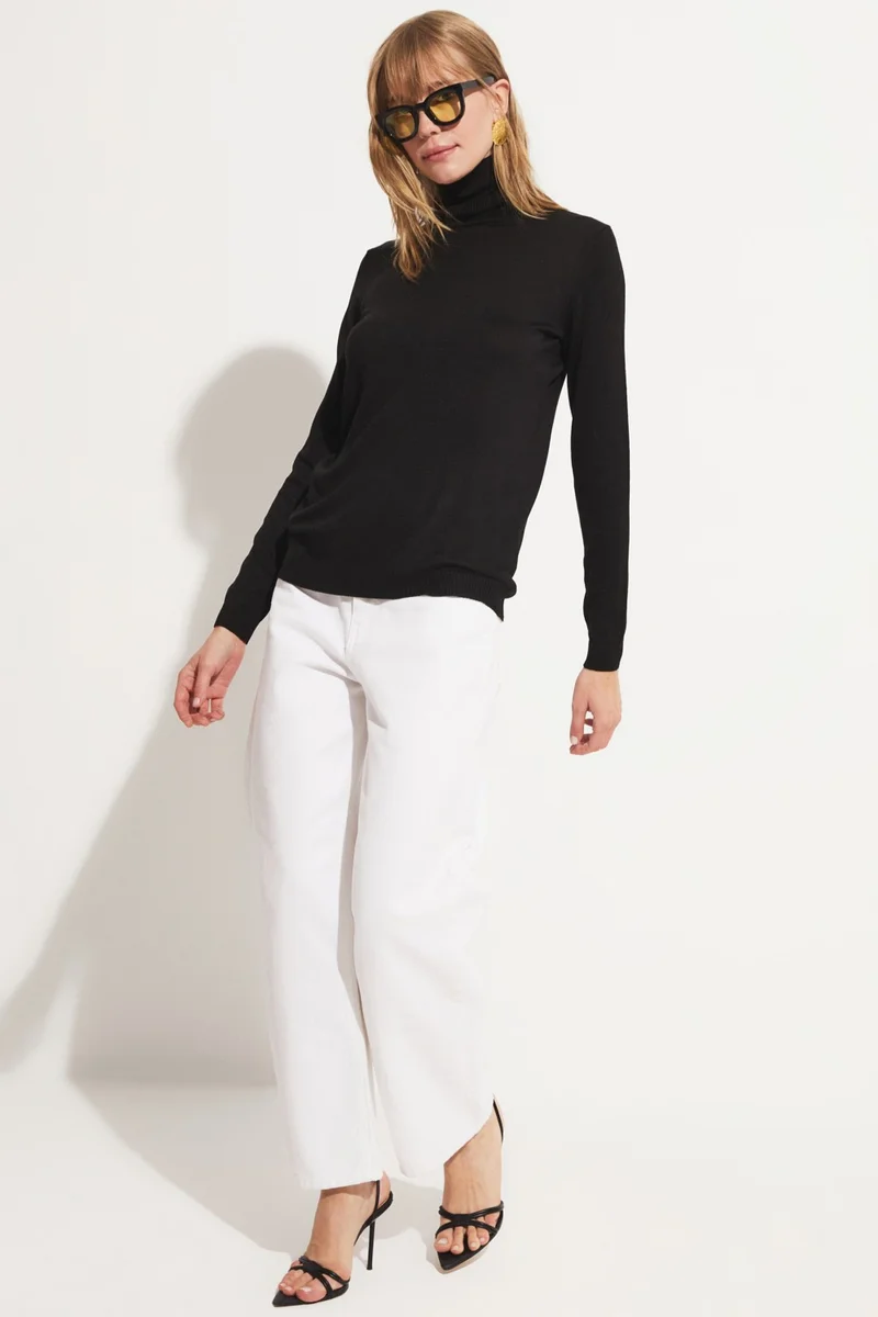 JUNE Women's Exclusive Viscose Blend Regular Fit Turtleneck Knitwear Sweater