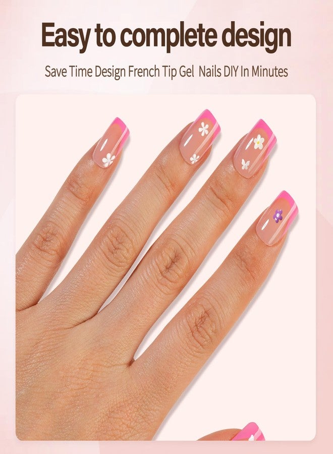 Misssix XBASICTIPS French Tip Press On Nails, 150 Pcs Pink Short Square French Gel Nail Tips, Soft Gel Soak Off Pre-shaped No File Need Fake Nails for Nail Art DIY 15 Sizes - Image 3