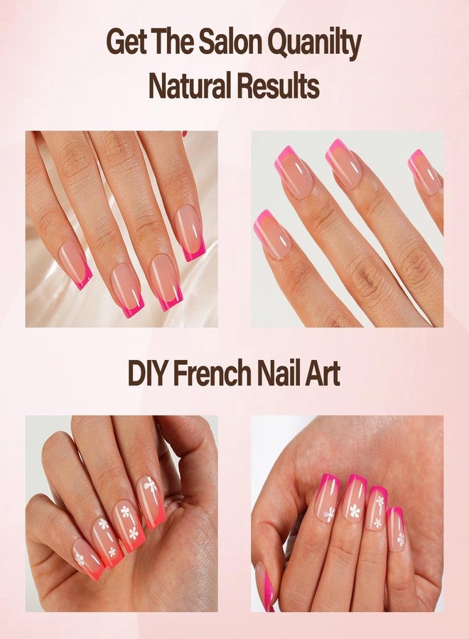 Misssix XBASICTIPS French Tip Press On Nails, 150 Pcs Pink Short Square French Gel Nail Tips, Soft Gel Soak Off Pre-shaped No File Need Fake Nails for Nail Art DIY 15 Sizes - Image 4