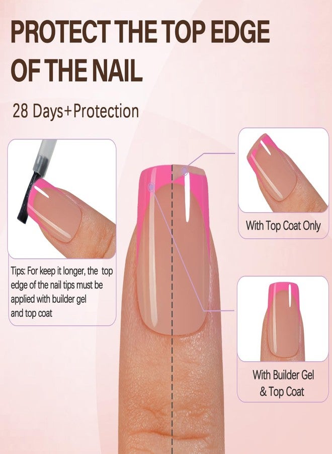 Misssix XBASICTIPS French Tip Press On Nails, 150 Pcs Pink Short Square French Gel Nail Tips, Soft Gel Soak Off Pre-shaped No File Need Fake Nails for Nail Art DIY 15 Sizes - Image 5