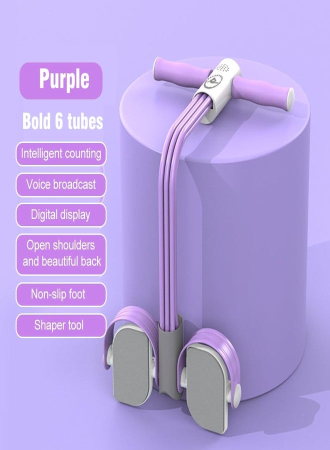 CALIDAKA Multifunction Tension Rope,6 Tube Elastic Yoga Pedal Puller Resistance Band,Pedal Puller Resistance Rope,Fitness Equipment for Abdomen/Waist/Arm/Leg Stretching Slimming Training(Purple) - Image 4