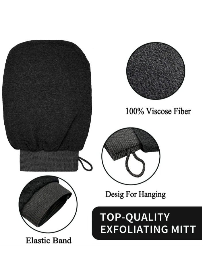 2 Pcs Exfoliating Body Glove For Cleaning The Skin,Used for Exfoliating Exfoliator Scrub Mitten for Bath and Shower Use (2 Pcs Black)  - Image 2