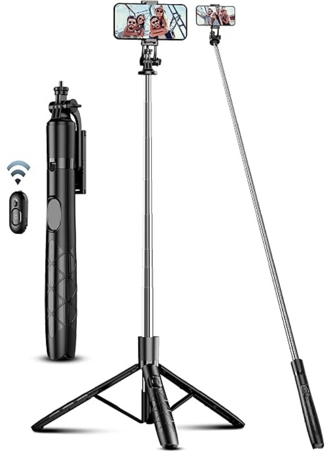 71" Tripod & Selfie Stick for Phone – Extendable Mobile Phone Tripod with Wireless Remote, 360° Rotation, Compatible with iPhone, Android & Cameras - Image 1