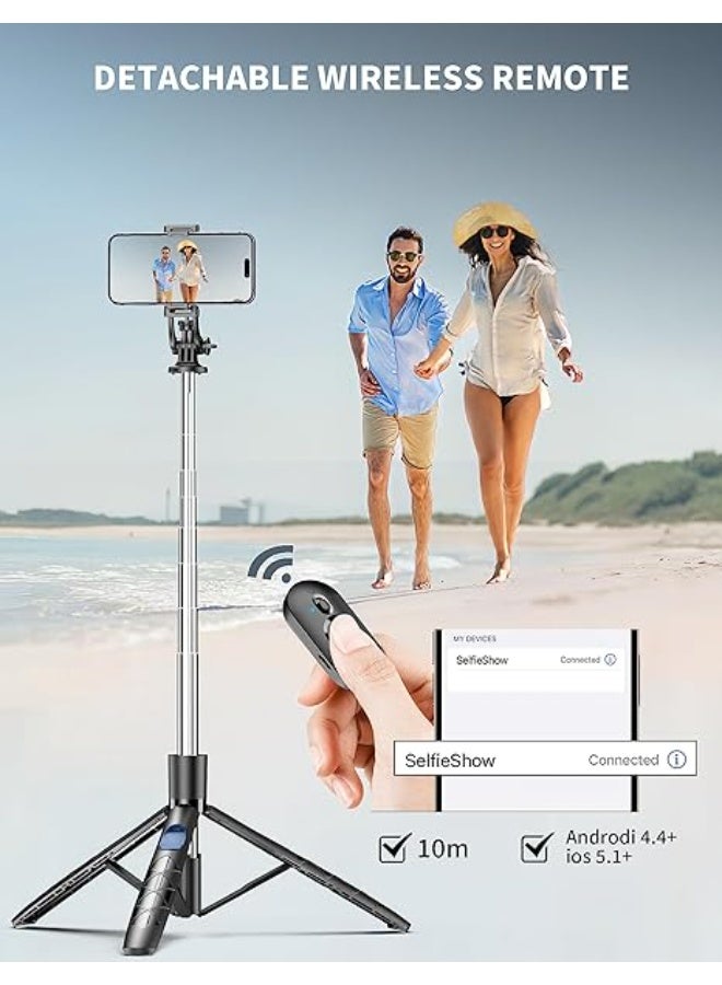 71" Tripod & Selfie Stick for Phone – Extendable Mobile Phone Tripod with Wireless Remote, 360° Rotation, Compatible with iPhone, Android & Cameras - Image 2