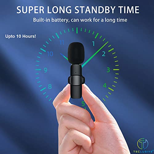 T TECLUSIVE 2 in 1 Wireless Lavalier Microphone Compatible for iPhone & Type C | Mini Wireless Mic with Noise Cancellation Suitable for Vlog Insta Online Live Streaming Video Recording | Plug & Play - Image 5