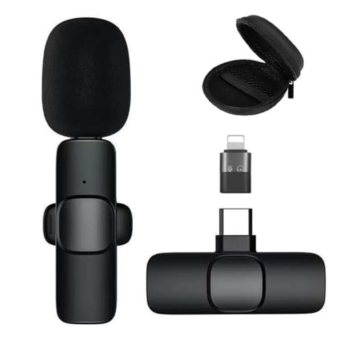 T TECLUSIVE 2 in 1 Wireless Lavalier Microphone Compatible for iPhone & Type C | Mini Wireless Mic with Noise Cancellation Suitable for Vlog Insta Online Live Streaming Video Recording | Plug & Play - Image 1
