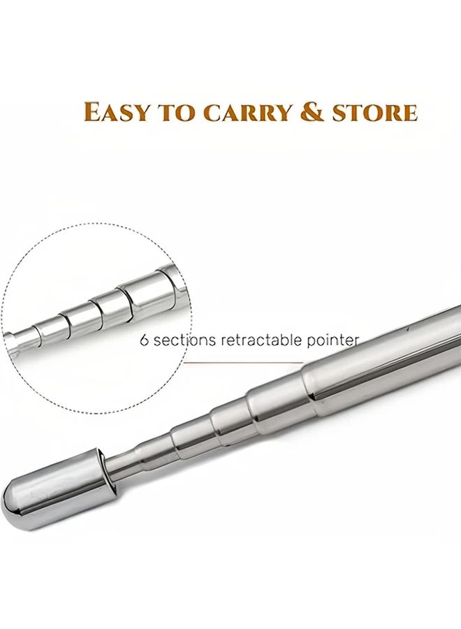 4pcs Telescopic Teaching Pointer Retractable Ballpoint Pen Stainless Steel Presentation Stick - Image 4