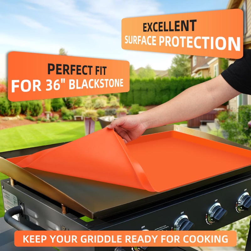 EWFEN 36" Silicone Griddle Mat for Blackstone, Heavy Duty Food Grade Silicone Griddle Cover, BBQ Shield Against Rust, Grease & Dirt, All-Season Protection - Image 2
