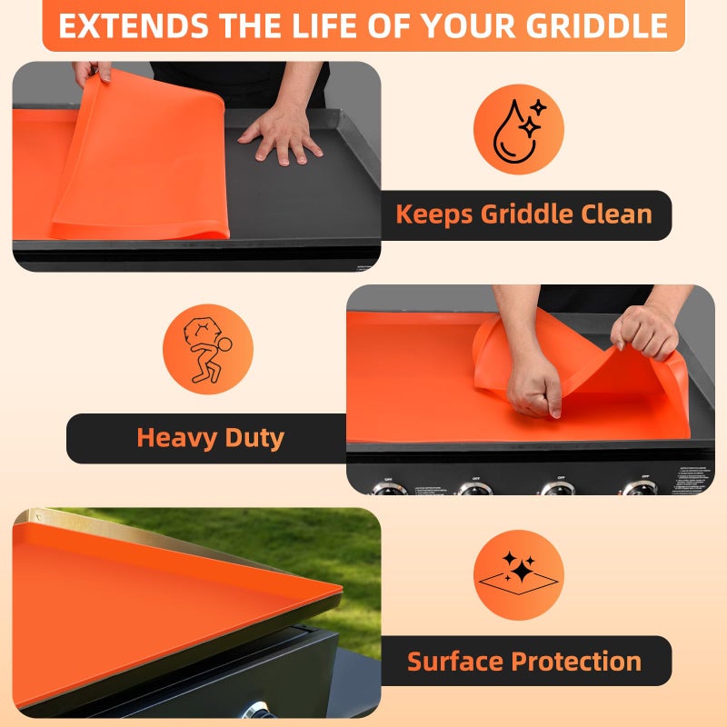EWFEN 36" Silicone Griddle Mat for Blackstone, Heavy Duty Food Grade Silicone Griddle Cover, BBQ Shield Against Rust, Grease & Dirt, All-Season Protection - Image 4