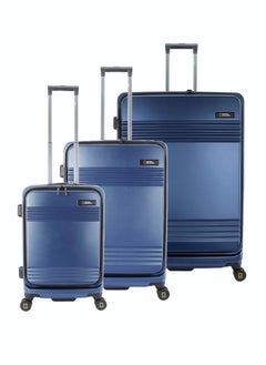 NATIONAL GEOGRAPHIC National Geographic Lodge Travel Suitcase Set, 100% PC Durable Lightweight Hard Shell Expandable Luggage, 4 Double Wheel, TSA Lock 3pcs Trolley Bag Rose Navy (20+24+28 Inch).  - Image 1