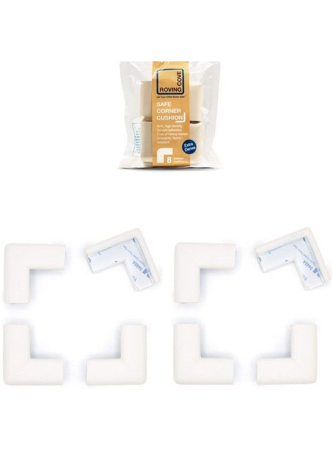 Roving Cove - Rovingcove Slimfit Corner Protector For Baby Proofing (8 Small Corners) Soft Rubber Foam Furniture Corner Bumper Guards 3M Adhesive Pretaped Oyster White - Image 1