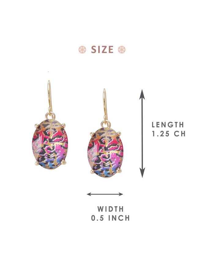 BONALUNA Leopard Ombre Glass Geometric Oval Dangle Statement Earrings For Women  - Image 3