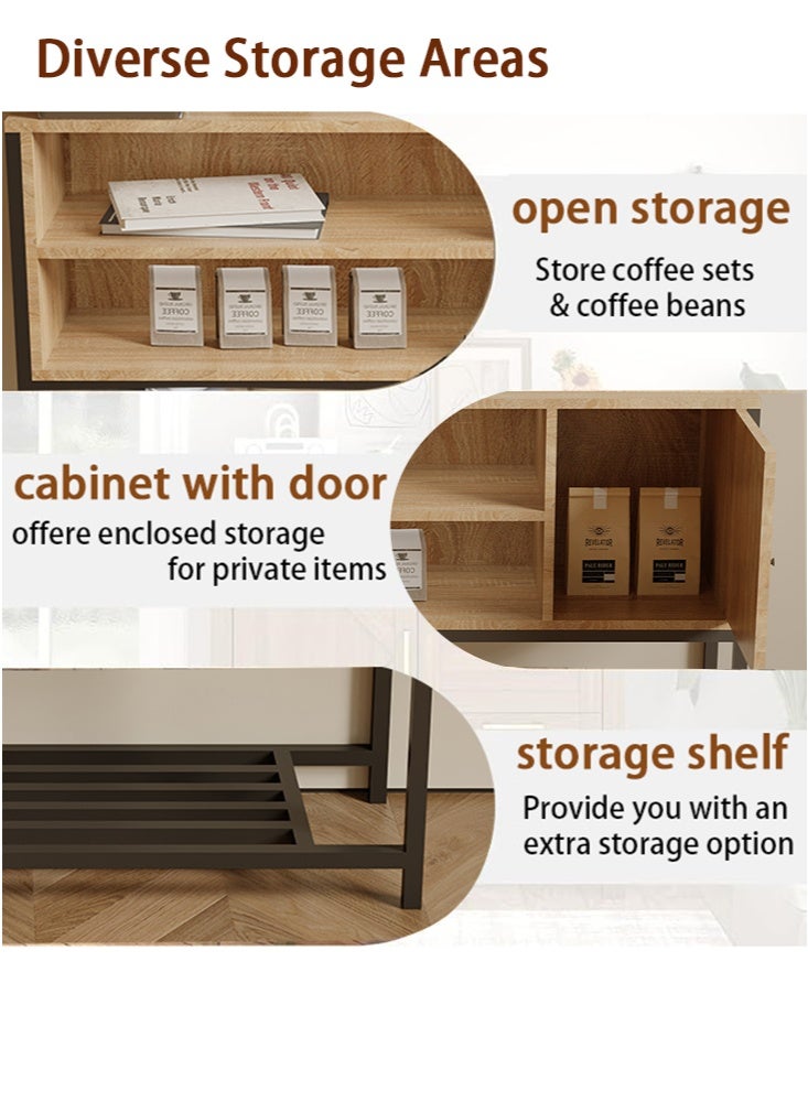 AnneFish 100*30*80cm Coffee Corner Cabinet Sideboard Table Kitchen Bakers Rack Coffee Bar Display Cabinet For Kitchen And Living Room Entryway Dining Room - Image 5