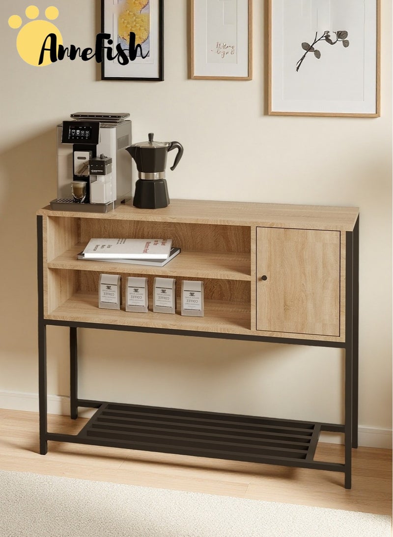 AnneFish 100*30*80cm Coffee Corner Cabinet Sideboard Table Kitchen Bakers Rack Coffee Bar Display Cabinet For Kitchen And Living Room Entryway Dining Room - Image 1