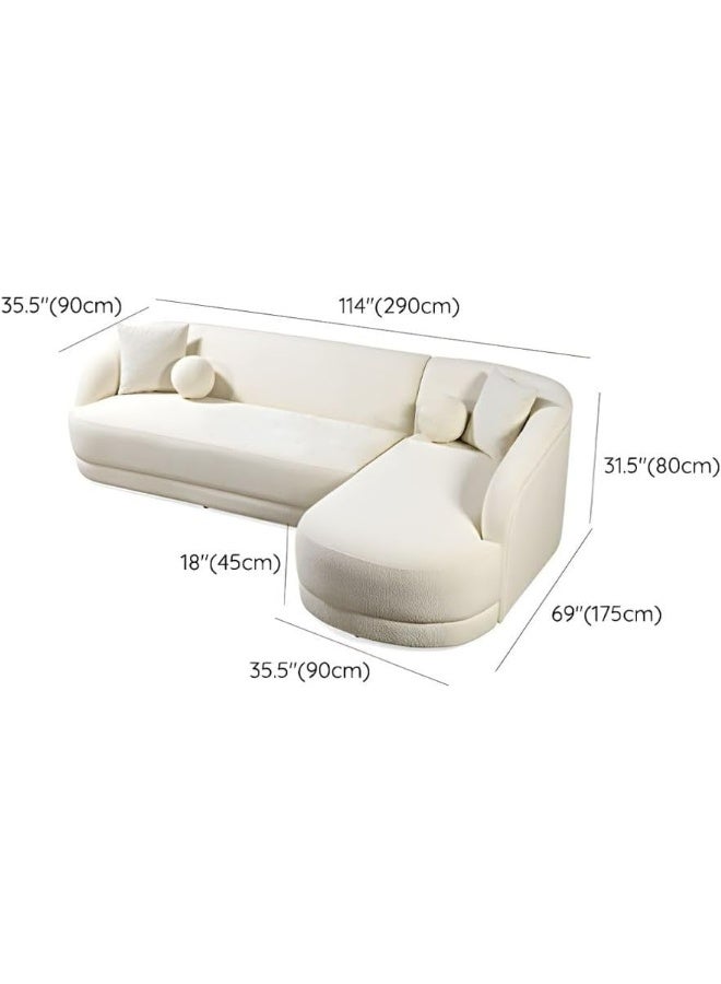 Ripple FURNITURE UAE Homes Contemporary L-Shaped Sectional Sofa, Sherpa Fabric, Cream White with Ottoman  - Image 2