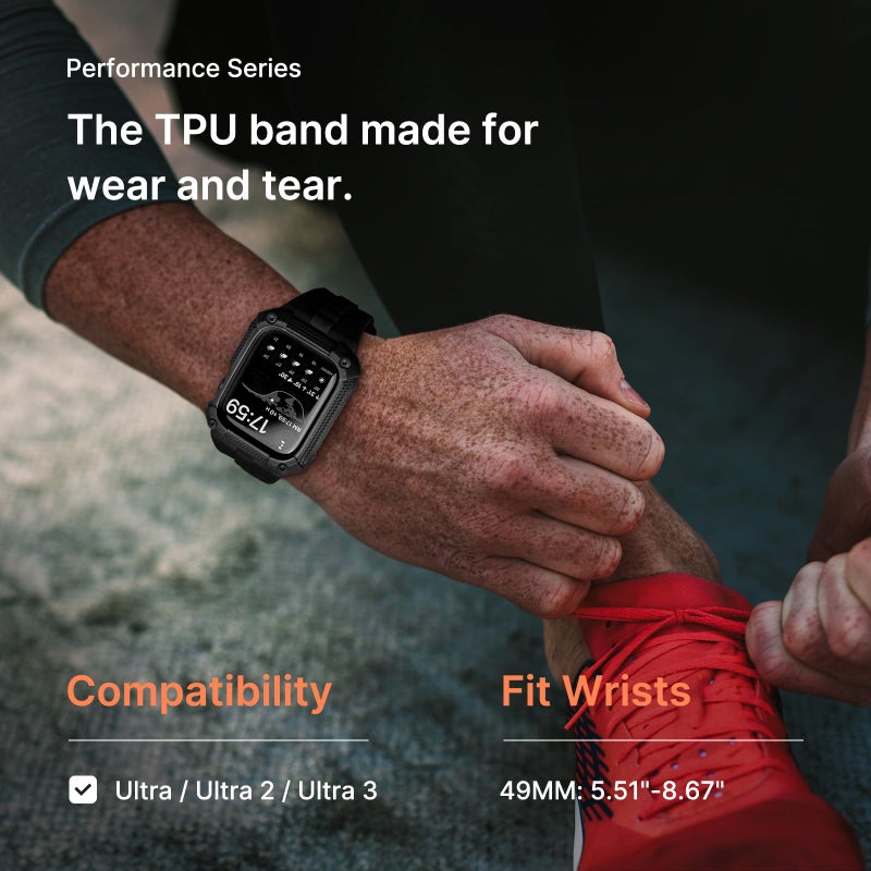Fullmosa Compatible with Apple Watch Bands 49mm Ultra3/2/1, Rugged Apple Watch Strap Ultra with Military Grade Shockproof Bumper Case & Screen Protector for Men Women, Black - Image 3