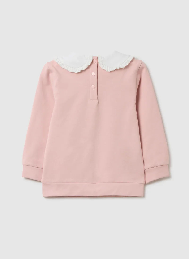 Ovs PINK STRETCH COTTON GIRL'S TOP