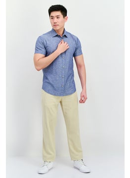 Jack Jones Men Regular Fit Solid  Short Sleeves Casual Shirt, Slate Blue  - Image 4