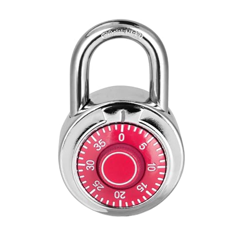 HZSY Combination Padlock 1 Pack, Fixed Dial Combination Padlock with Different Combinations, 2 in. Wide. Red Turntable, Lock for Gym & Locker, School, Toolbox, and More - Image 1