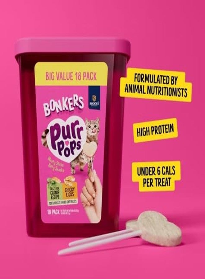 Bonkers Purrpops Freeze Dried Chicken & Catnip Flavor Lollipop Cat Treats, Healthy Real Meat Treats, Training Treats or Food Topper, for All Breeds and Ages, Value Pack (18 Pieces) - Image 2