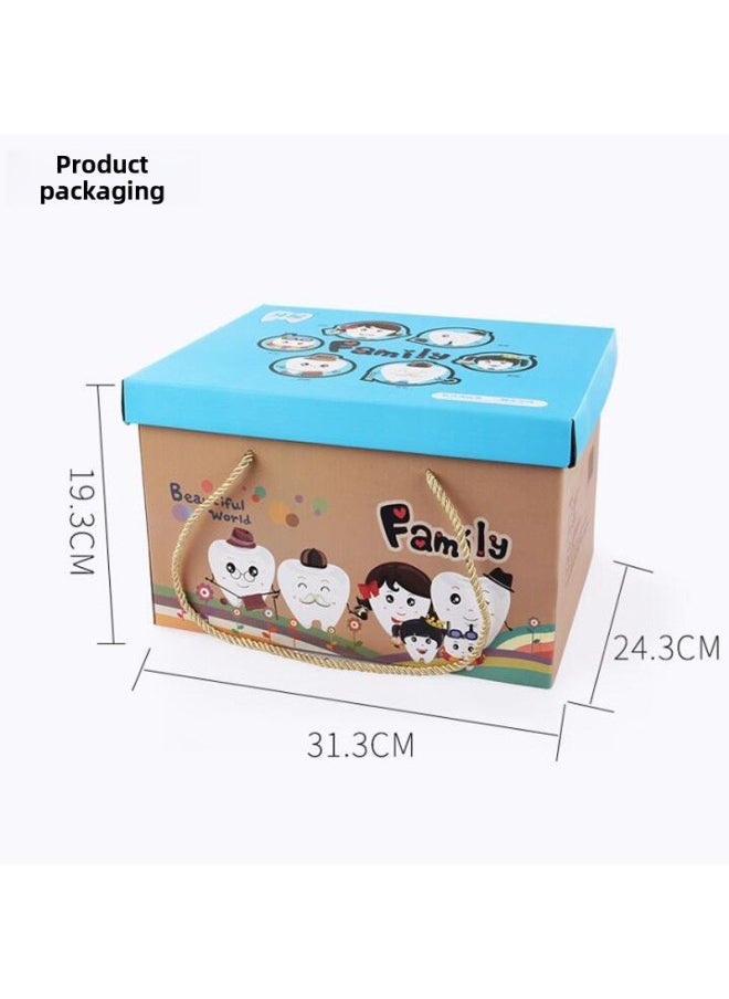Multifunctional Children's Teeth Storage Box Baby Teeth Storage Fetal Hair Umbilical Cord Collection Storage Memorial Hand And Foot Print Box-Color:Wood Color Gold Ink Pad - Image 5