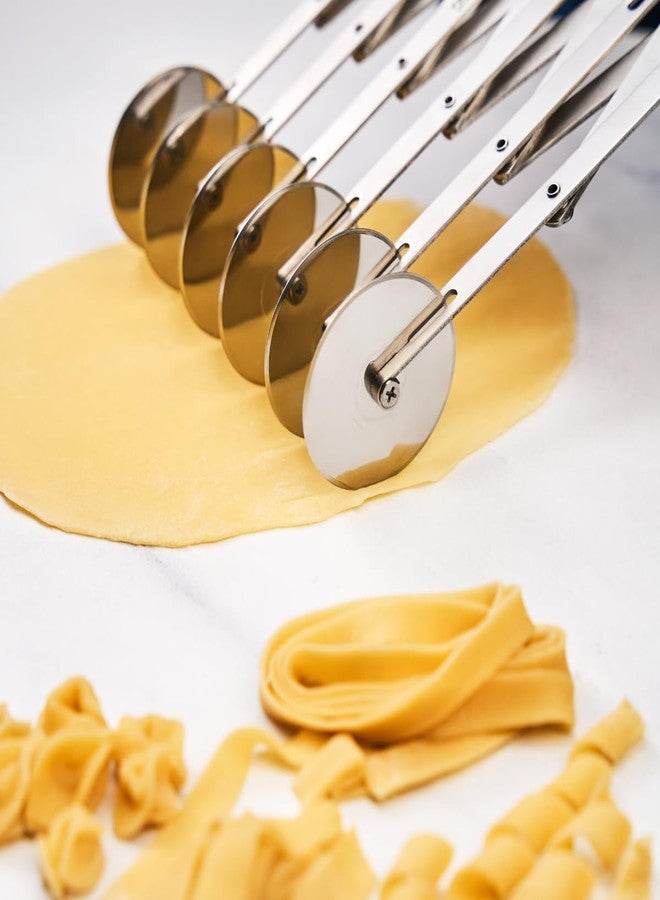 Rena Stainless Steel Multiple Wheel Dough Cutter, 6 Wheel Adjustable Pastry & Dough Divider for Even Cuts, Ideal for Pasta, Brownies, Pastry Sheets, Mithai, Chikki & Baking for Professional & Home Use - Image 2