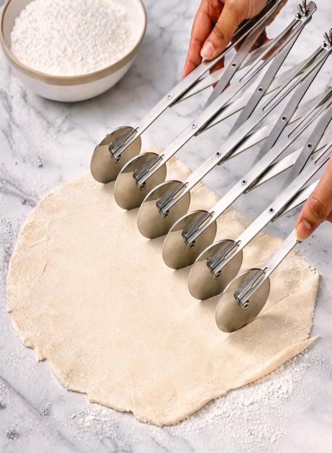 Rena Stainless Steel Multiple Wheel Dough Cutter, 6 Wheel Adjustable Pastry & Dough Divider for Even Cuts, Ideal for Pasta, Brownies, Pastry Sheets, Mithai, Chikki & Baking for Professional & Home Use - Image 5